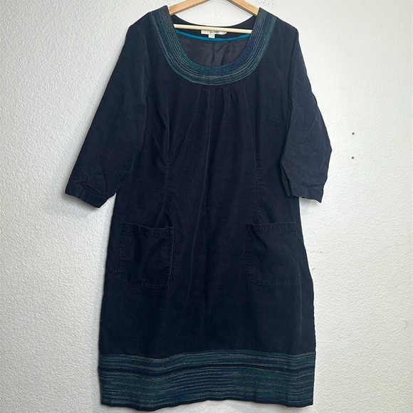 Boden Dresses & Skirts - Boden Women’s Size 18L‎ Navy Blue 3/4 Sleeve Midi Corduroy Dress
